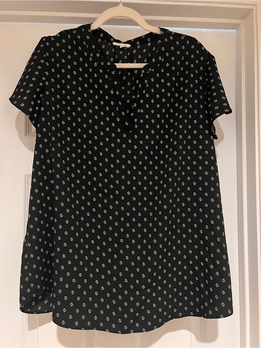 Maurices Black Short-Sleeve Dot-Print Blouse